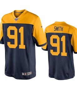 Green Bay Packers Preston Smith Navy 100th Season Throwback Jersey