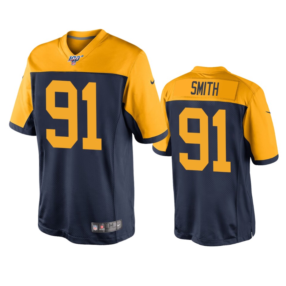 Green Bay Packers Preston Smith Navy 100th Season Throwback Jersey