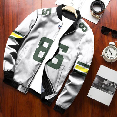Green Bay Packers Robert Tonyan #85 NFL American Football Limited White 100th Season Jersey Style Gift For Packers Fans Bomber Jacket