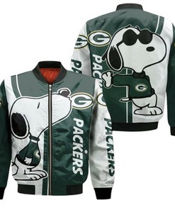 Green Bay Packers Snoopy Lover 3D Printed Bomber Jacket Model 2412