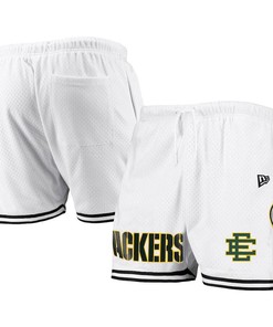 Green Bay Packers Team White/Black Mesh Shorts - Men