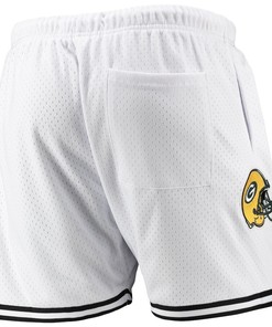 Green Bay Packers Team White/Black Mesh Shorts - Men