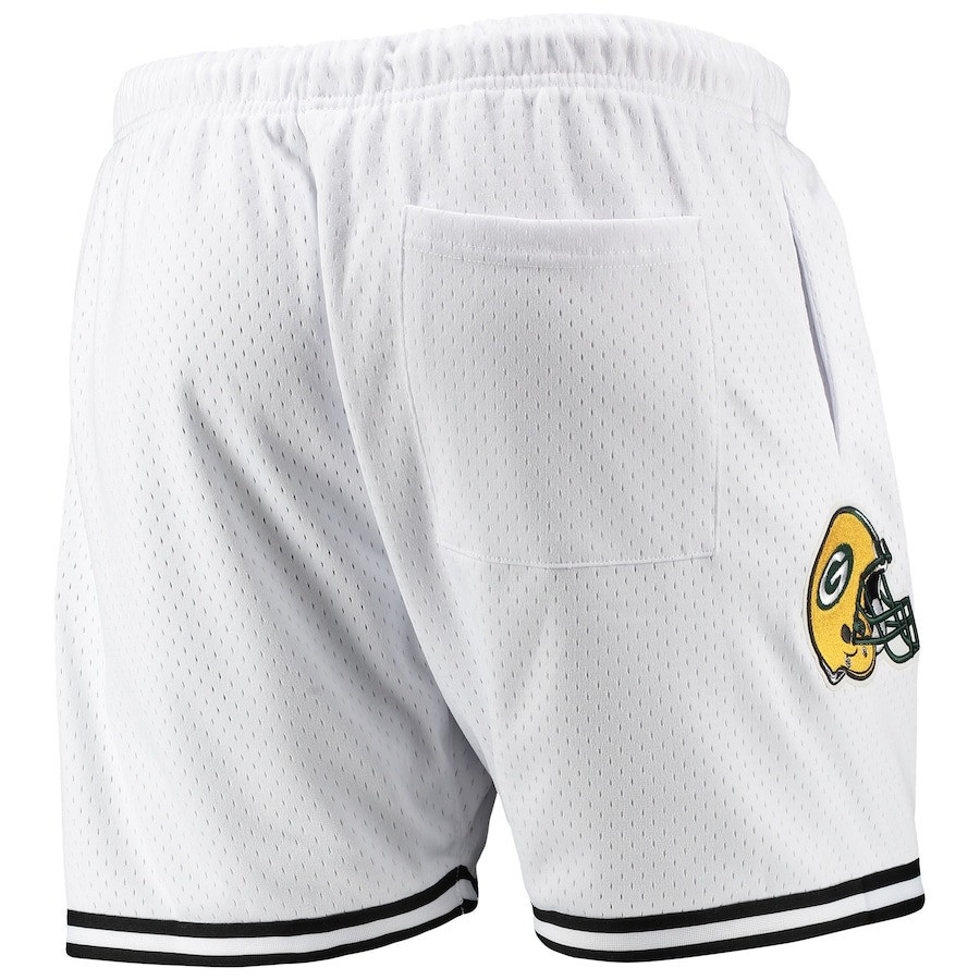 Green Bay Packers Team White/Black Mesh Shorts - Men
