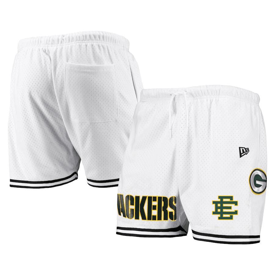 Green Bay Packers Team White/Black Mesh Shorts - Men