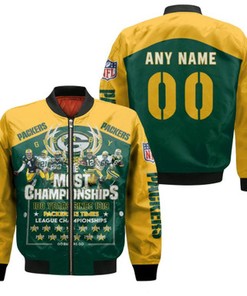 Green Bay Packers The Most Champions 100 Years Since 1919 NFL Gift With Custom Name Number For Packers Fans Bomber Jacket
