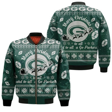 Green Bay Packers To All And To All A Go Packers Ugly Christmas Festive Gift For Green Bay Packers Fans Bomber Jacket