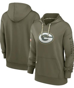 Green Bay Packers Women's 2022 Salute To Service Performance Pullover Hoodie - Olive