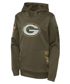 Green Bay Packers Youth 2022 Salute To Service Performance Pullover Hoodie - Olive