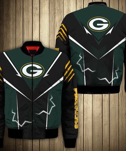 Green Bay Packers bomber Jacket lightning graphic gift for men