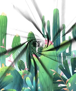 Green Cactus Watercolor Plant Floral Shower Curtain - Home Decor Bathroom Curtain