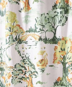 Green Floral Chinosella Shower Curtain - Organic Cotton for Bathroom Decor
