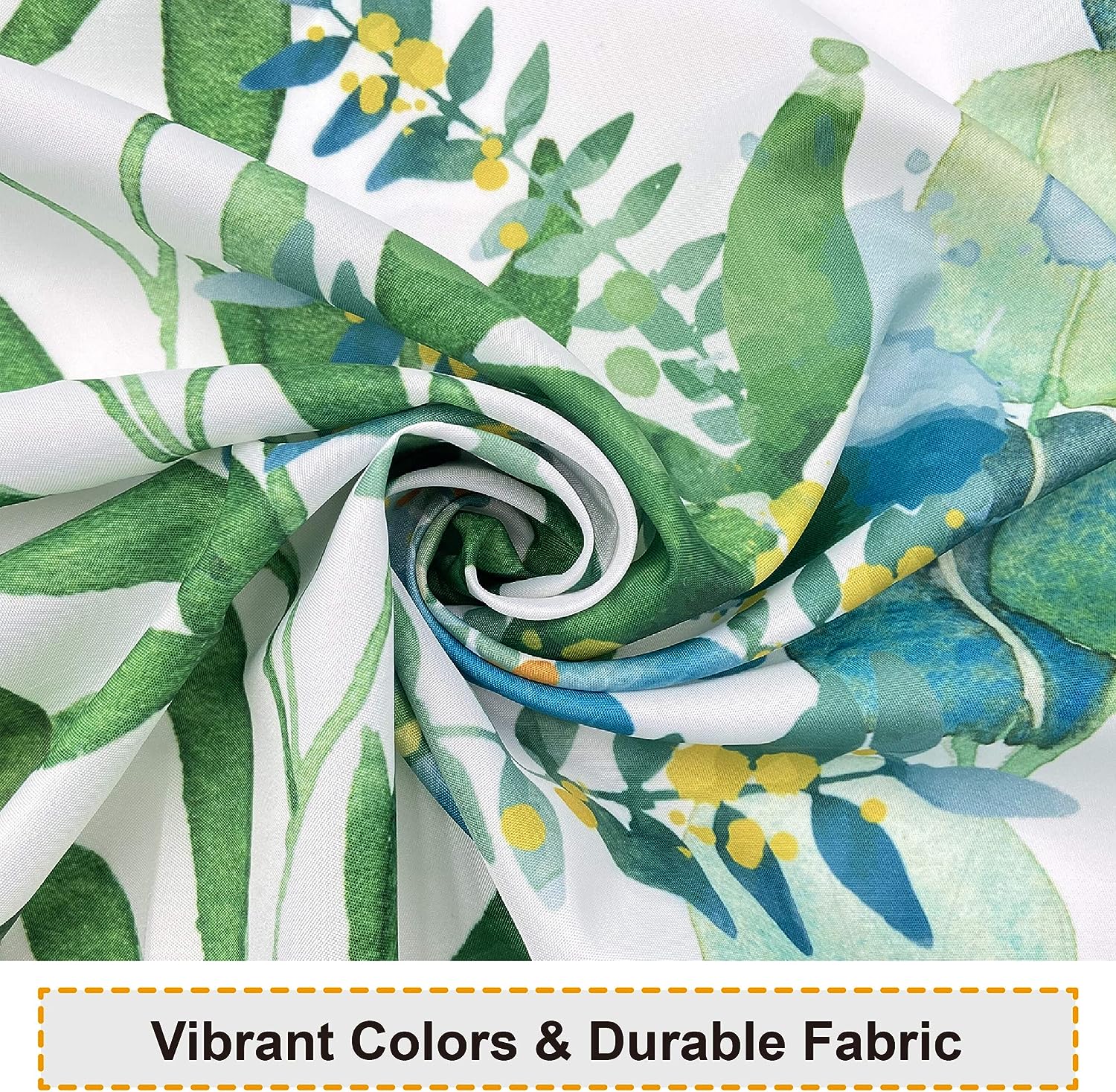 Green Leaf Shower Curtain - Botanical Watercolor Floral Bath Curtain for Aesthetic Bathroom Decor