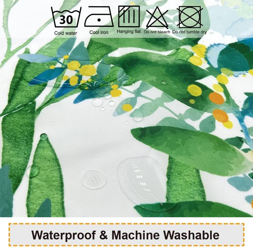 Green Leaf Shower Curtain - Botanical Watercolor Floral Bath Curtain for Aesthetic Bathroom Decor