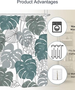 Green Tropical Monstera Leaf Shower Curtain for a Minimalist Bathroom Decor