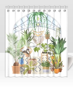 Greenhouse Botanical Boho Shower Curtain - Chill Place for the Gardener's Gift