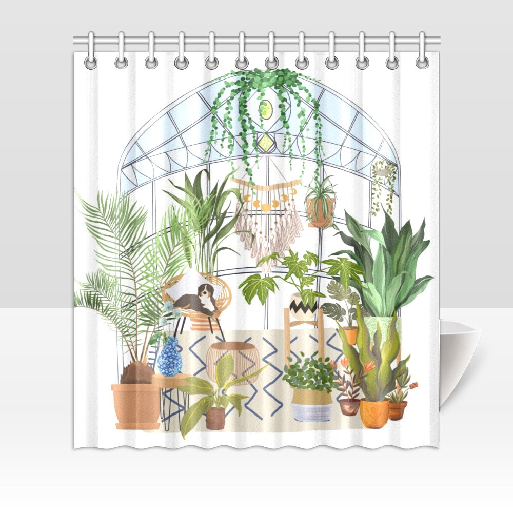 Greenhouse Botanical Boho Shower Curtain - Chill Place for the Gardener's Gift