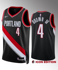 Greg Brown III 4 Portland Trail Blazers 2022-23 Icon Edition Black Jersey