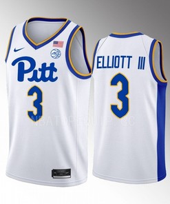 Greg Elliott 3 Pitt Panthers White Jersey 2022-23 College Basketball