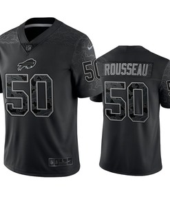 Gregory Rousseau 50 Buffalo Bills Black Reflective Limited Jersey - Men