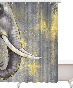 Grey Elephant Shower Curtain - Animal Bathroom Decor