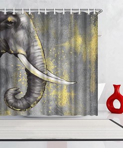Grey Elephant Shower Curtain - Animal Bathroom Decor