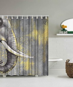 Grey Elephant Shower Curtain - Animal Bathroom Decor