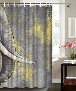 Grey Elephant Shower Curtain - Animal Bathroom Decor