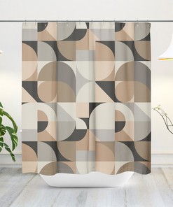 Grey Minimalist Geometric Shower Curtain for Modern Bathroom Decor