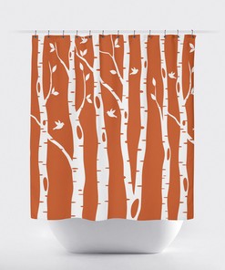 Grey and White Birch Tree Shower Curtain with Birds for Customized Home Decor