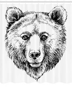Grizzly Bear Ink Sketch Shower Curtain for Bathroom Decor - Animal Print