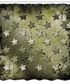 Grunge Effect American Flag Stars Print Shower Curtain for a Rustic Bathroom Decor