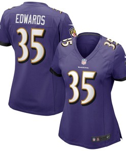 Gus Edwards 35 Baltimore Ravens Women's Game Jersey - Purple