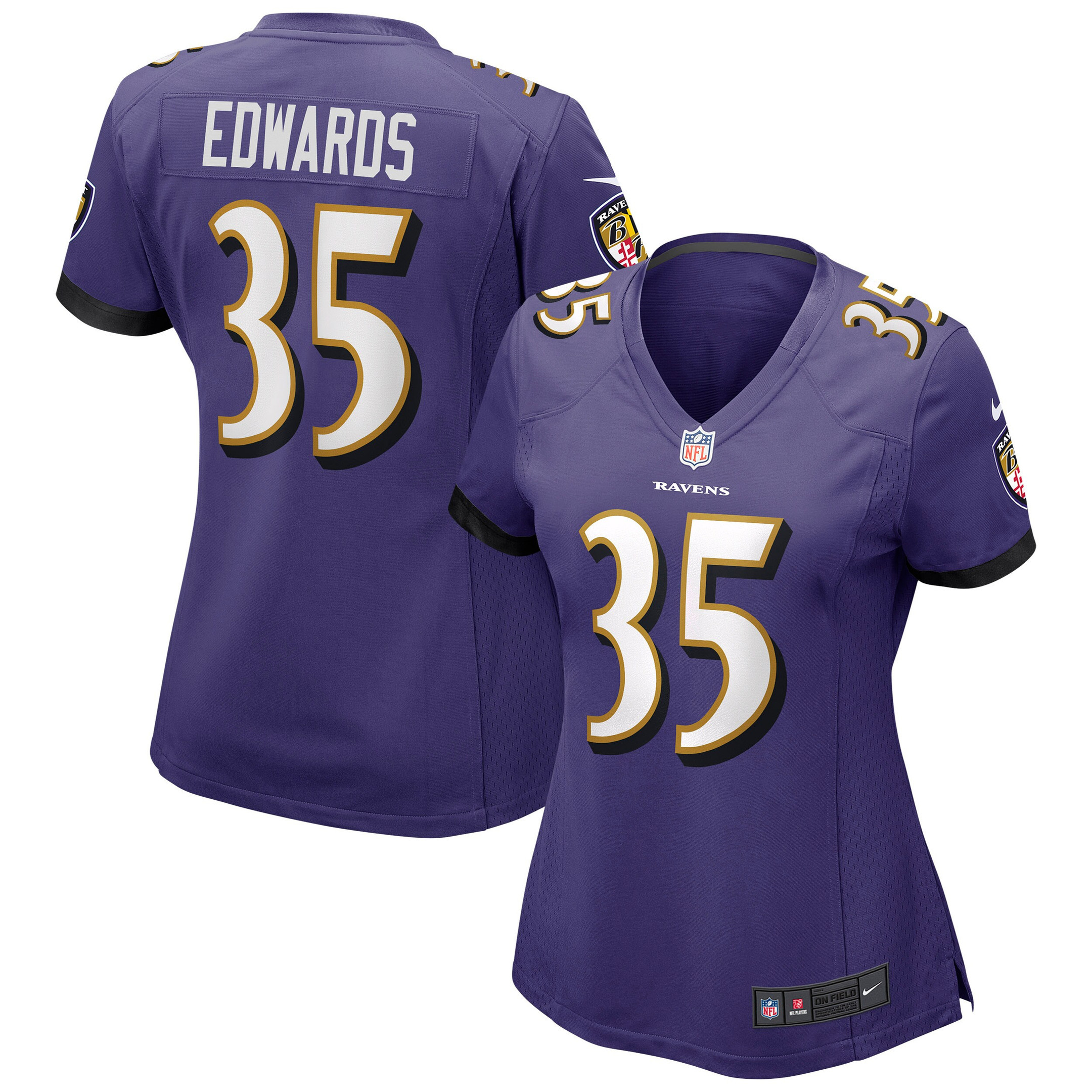 Gus Edwards Baltimore Ravens Womens Game Jersey - Purple Nfl