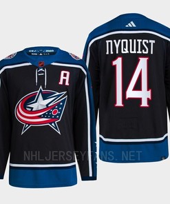 Gustav Nyquist 14 Reverse Retro 2.0 2022 Columbus Blue Jackets Navy Jersey Primegreen