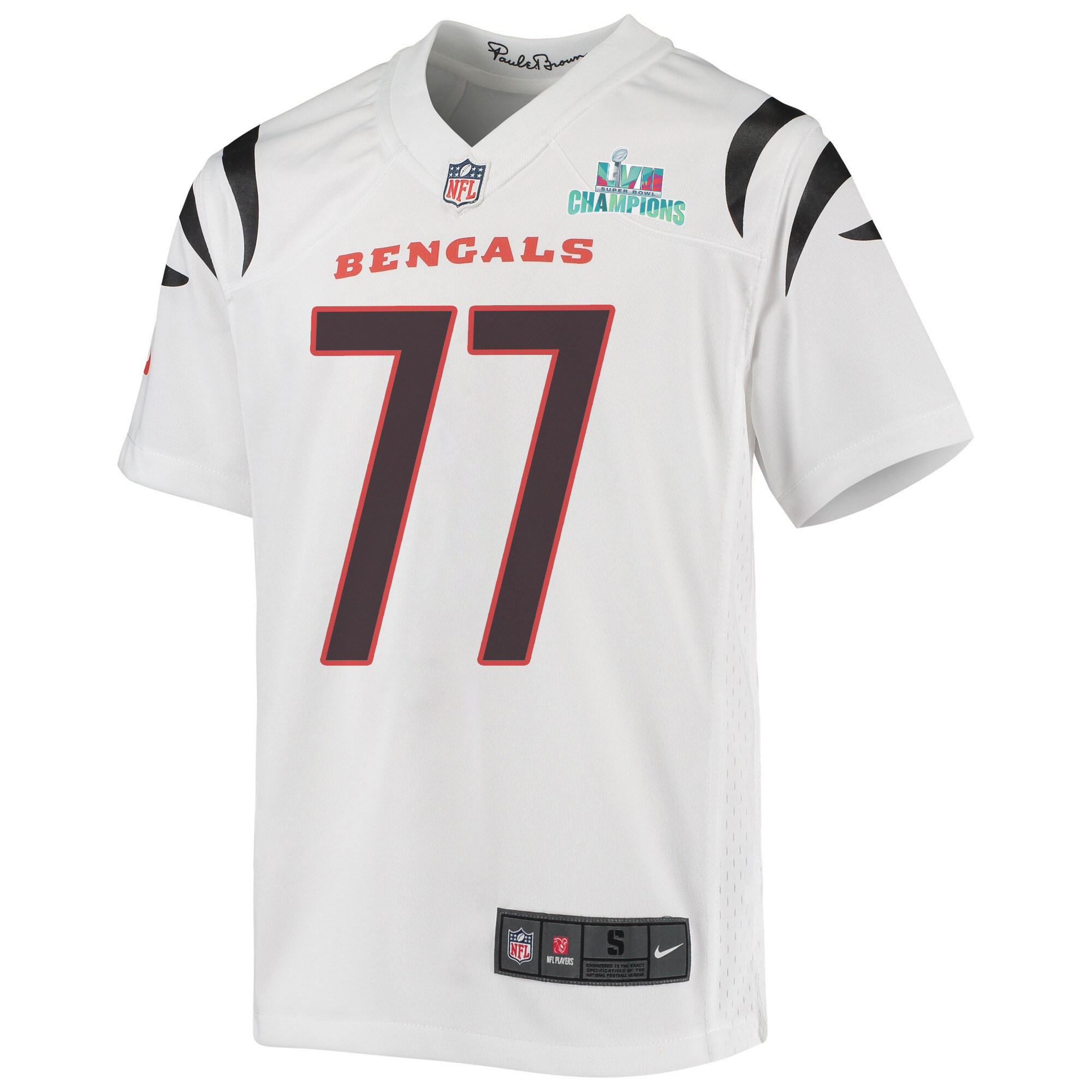 Hakeem Adeniji 77 Cincinnati Bengals Super Bowl LVII Champions Youth Game Jersey - White