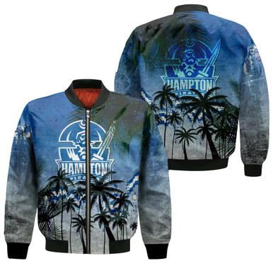 Hampton Pirates Bomber Jacket Coconut Tree Tropical Grunge - NCAA