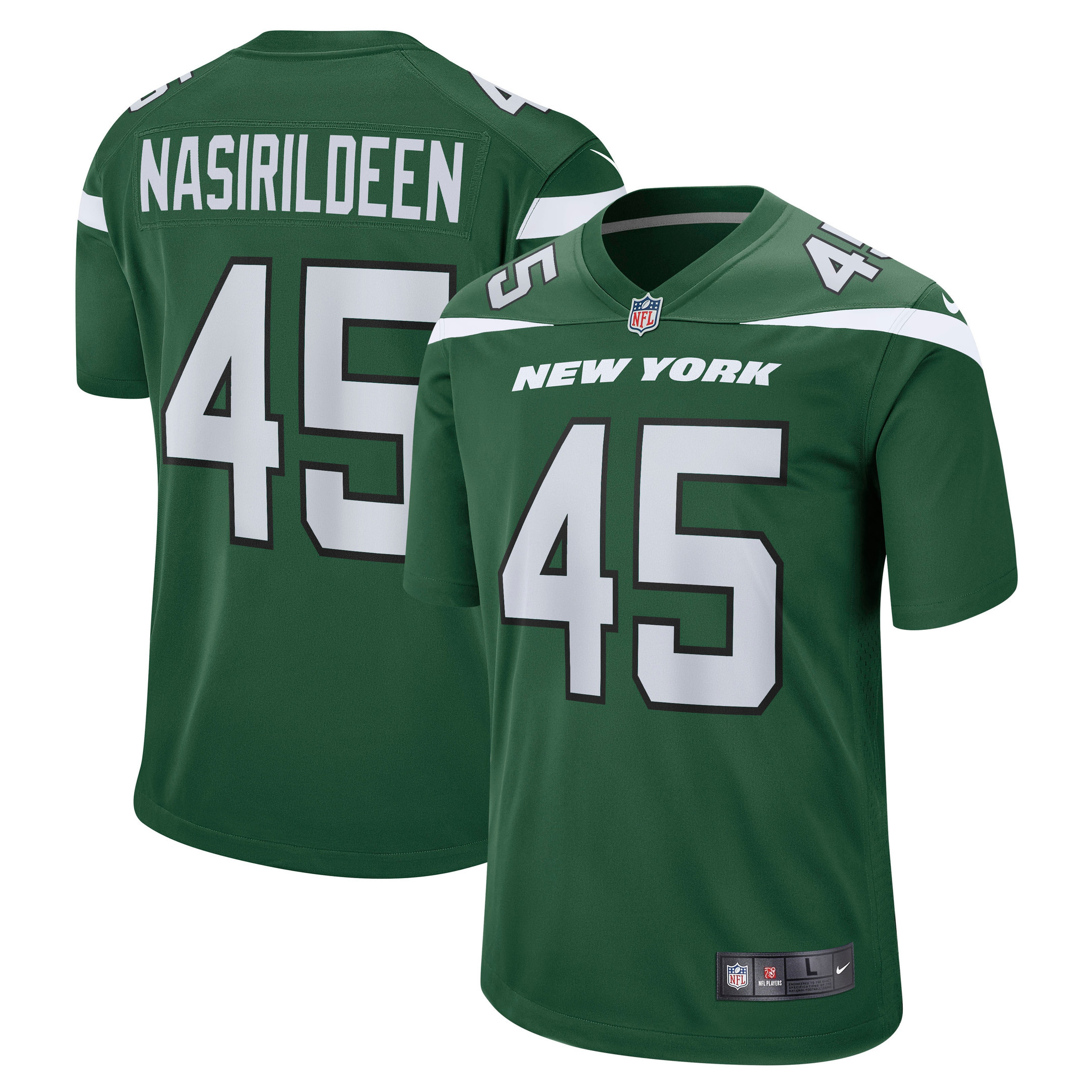 Hamsah Nasirildeen New York Jets Game Jersey - Gotham Green Nfl