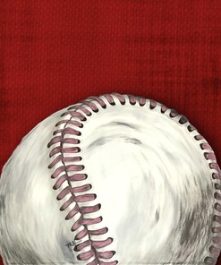 Hand-painted Original Art Baseball Shower Curtain for Sports Themed Bathroom Decor 