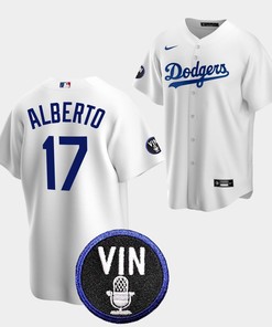 Hanser Alberto Honor Vin Scully Los Angeles Dodgers White 17 Jersey