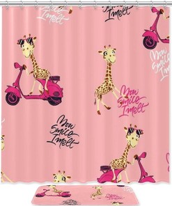 Happy Deer Waterproof Shower Curtain for Bathroom Decoration