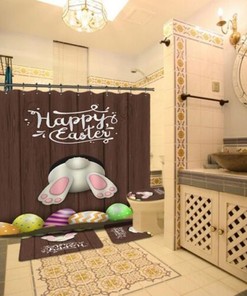 Happy Easter Bunny Shower Curtain for a Festive Bathroom Decor
