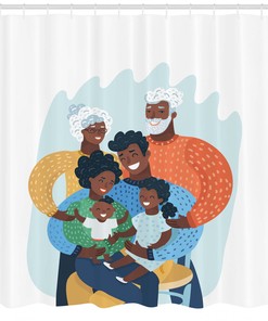 Happy Family African American Shower Curtain - Vibrant Bath Decor Print