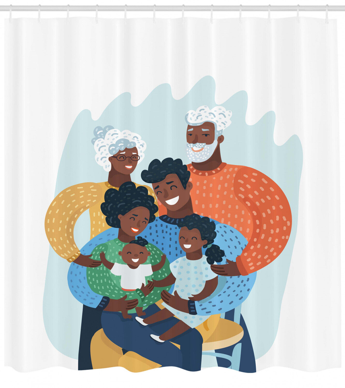 Happy Family African American Shower Curtain - Vibrant Bath Decor Print