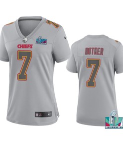 Harrison Butker 7 Kansas City Chiefs Super Bowl LVII Atmosphere Jersey - Women Gray