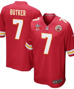 Harrison Butker 7 Kansas City Chiefs Super Bowl LVII Champions 3 Stars Men Game Jersey - Red