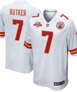 Harrison Butker 7 Kansas City Chiefs Super Bowl LVII Champions 3 Stars Men Game Jersey - White