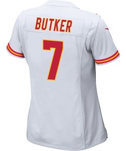 Harrison Butker 7 Kansas City Chiefs Super Bowl LVII Champions 3 Stars Women Game Jersey - White