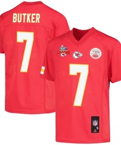 Harrison Butker 7 Kansas City Chiefs Super Bowl LVII Champions 3 Stars Youth Game Jersey - Red