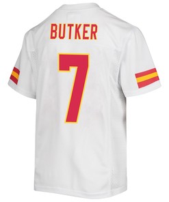 Harrison Butker 7 Kansas City Chiefs Super Bowl LVII Champions 3 Stars Youth Game Jersey - White