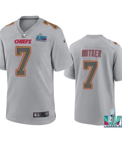 Harrison Butker 7 Kansas City Chiefs Super Bowl LVII Patch Atmosphere Fashion Game Jersey - Gray